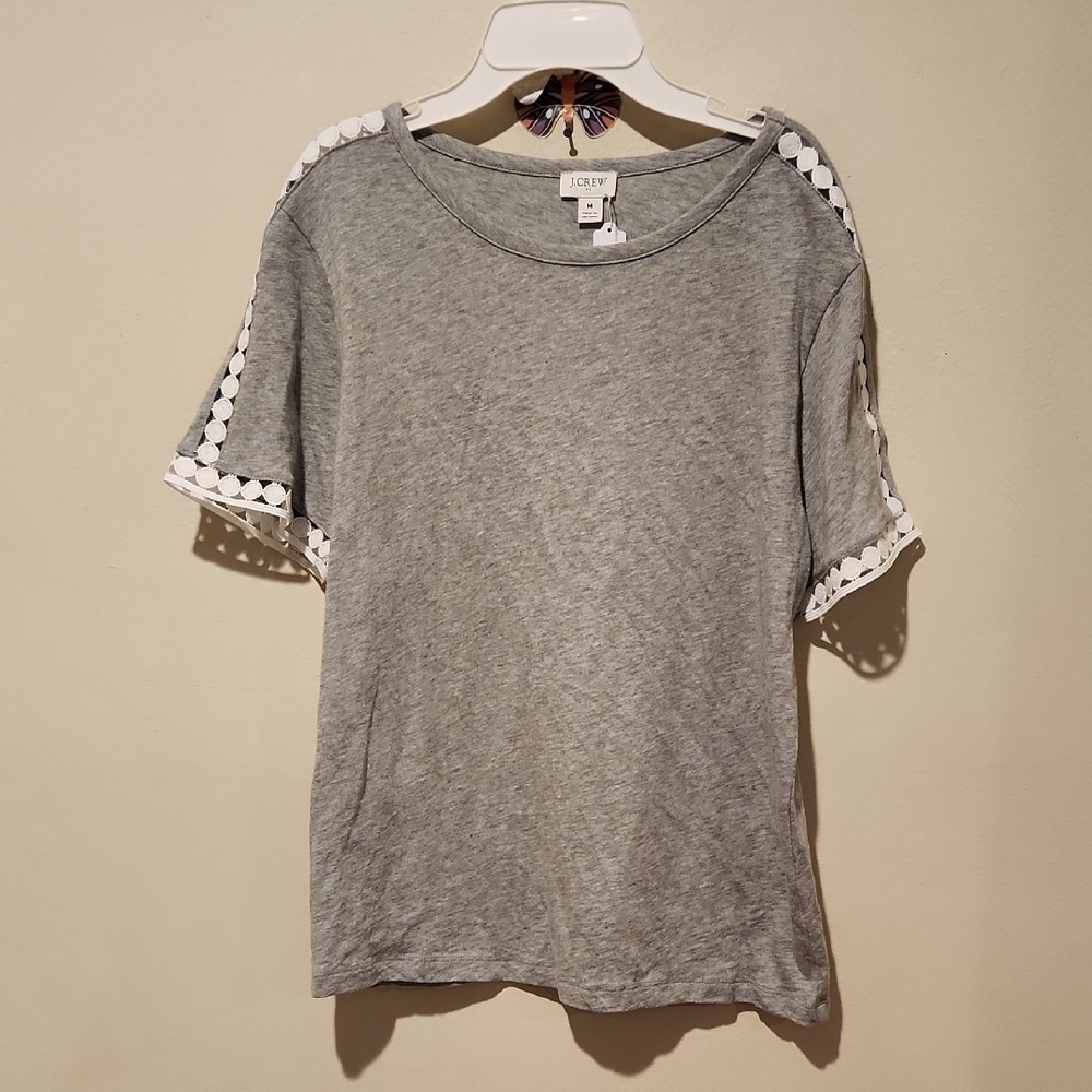 J CREW COTTON CIRCLE‎ TRIM TEE / TOP, MEDIUM